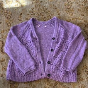 Anthropologie Purple Cardigan Sweater with Textured Knit